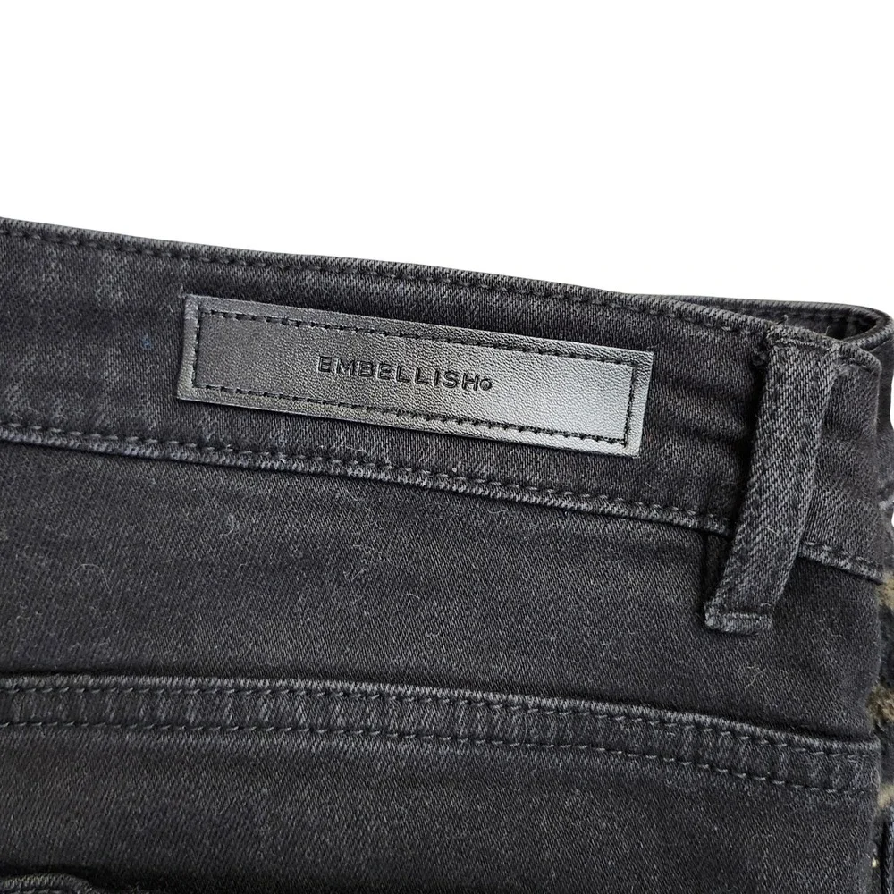Embellish Trey Black Cargo Patchwork Jeans Leopard Plaid‎ Size 36 Streetwear